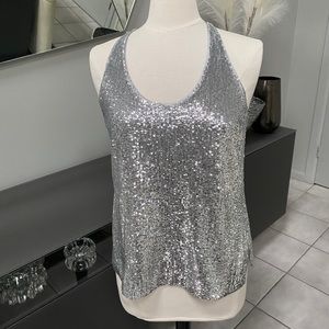 W by Worth Silver Sequin Tank Top